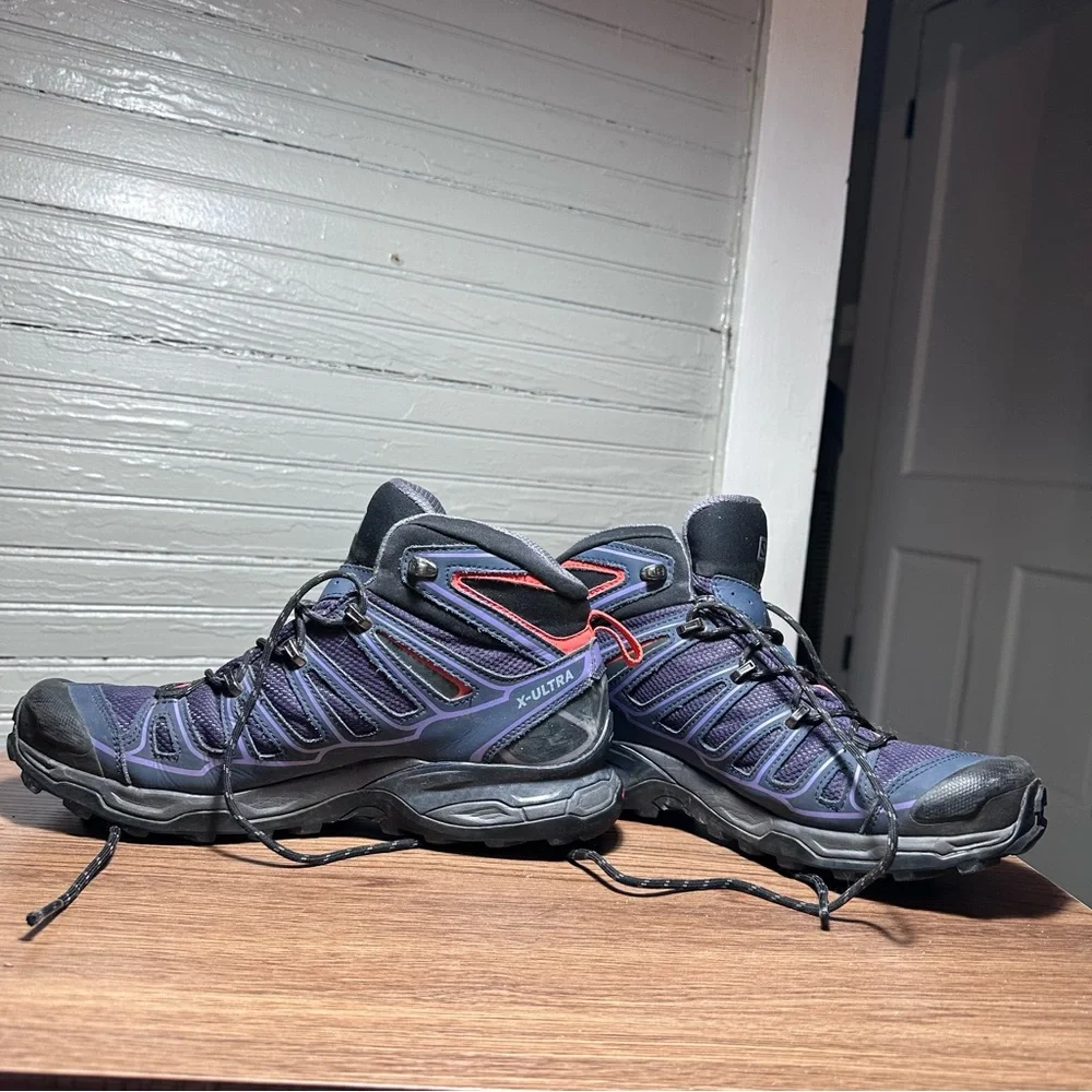 EUC Salomon X Ultra 3 Mid GTX Hiking Boots w Brooks Insoles—Purple & Black US 10 - Picture 6 of 12